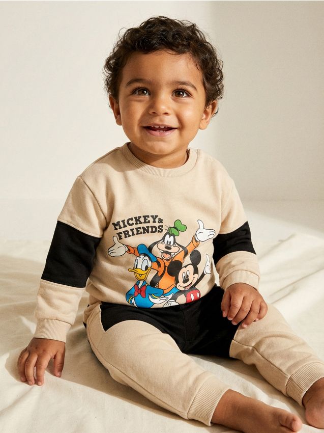 Sinsay - Bawełniany komplet z przeszyciami Mickey Mouse - beżowy