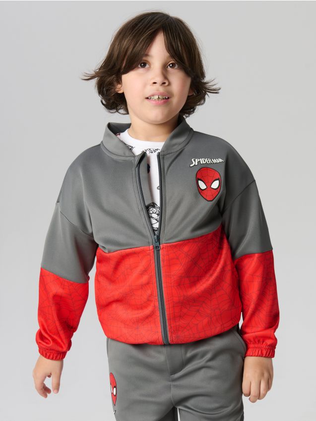 Sinsay - Bluză sport bomber Spiderman - gri-închis