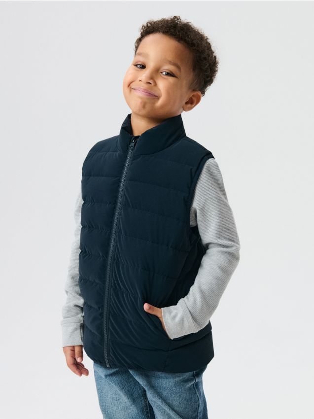 Sinsay - Vestă puffer matlasată cu glugă - bleumarin