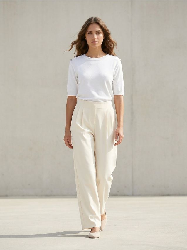 Sinsay - Pulover cu mânecă scurtă - alb