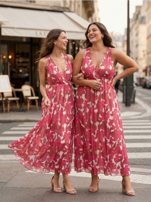 Sinsay - Rozkloszowana sukienka midi z dekoltem halter - wielobarwny