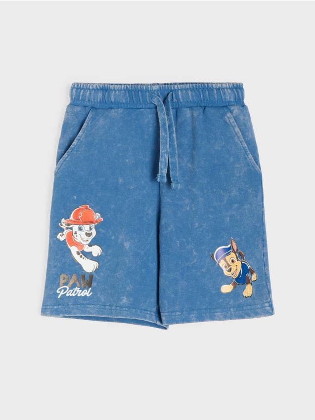 Sinsay - Dresowe szorty z efektem sprania PAW Patrol - niebieski