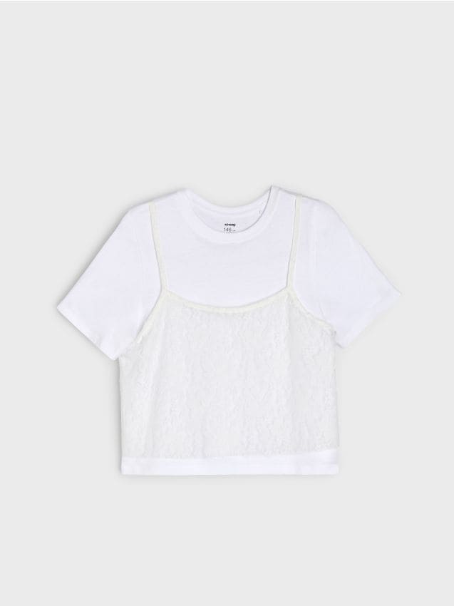 Sinsay - Памучна Риза С Дантела