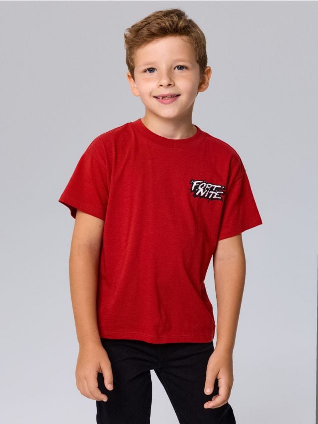 Sinsay - Tricou din bumbac cu imprimeu pe spate Fortnite - violet-prună