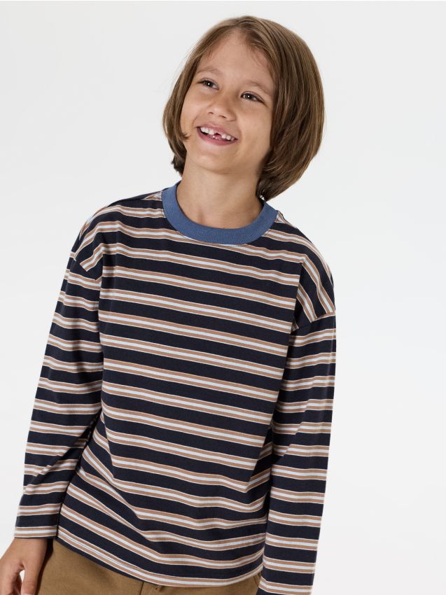 Sinsay - Tricouri din bumbac cu mâneci lungi set 2 bucăți - multicolor