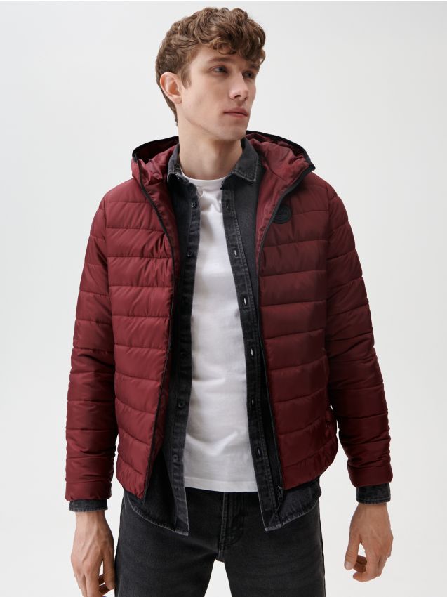 Hooded quilted jacket Color maroon - SINSAY - 1251F-83X
