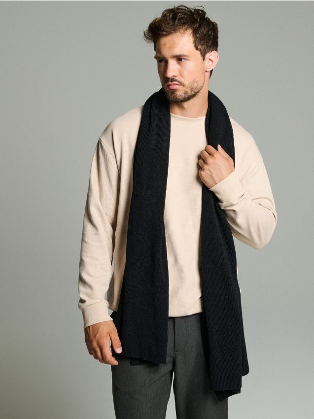 Sinsay - Šál s príměsí vlny - čierna