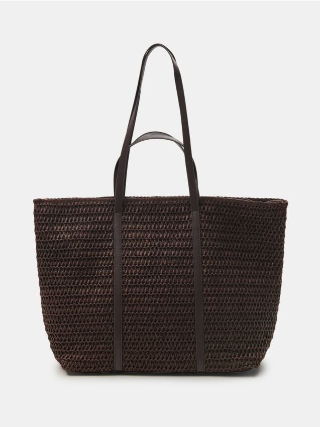 Sinsay - Geantă shopper împletită pentru umăr - maro-închis