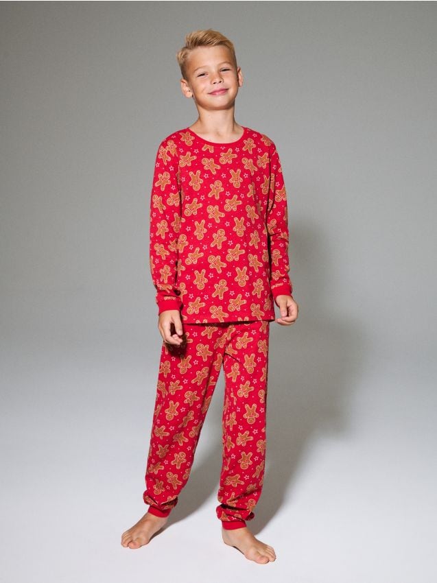 Sinsay - Vianočné dvojdielne bavlnené pyžamo - červená
