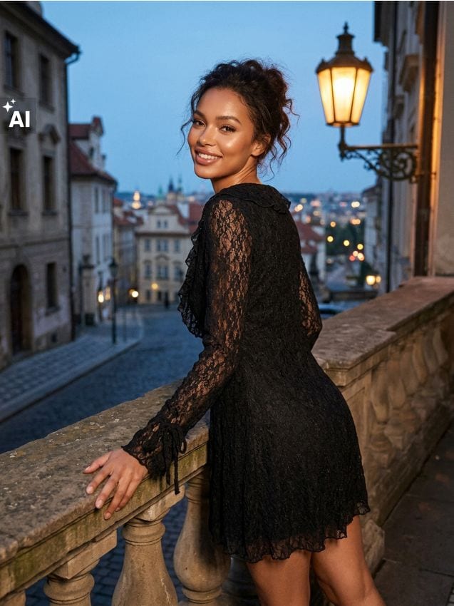 Sinsay - Rochie mini babydoll cu dantelă - negru