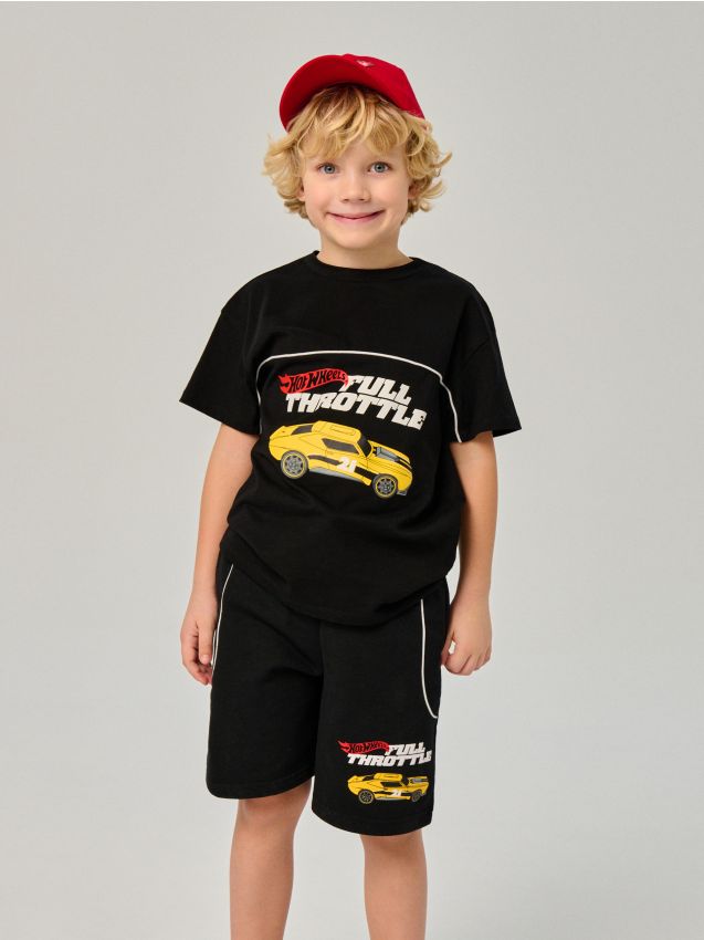 Sinsay - Pantaloni scurți cu imprimeu Hot Wheels - negru