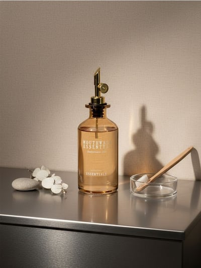 Скляна пляшка для ополіскувача рота з дозатором