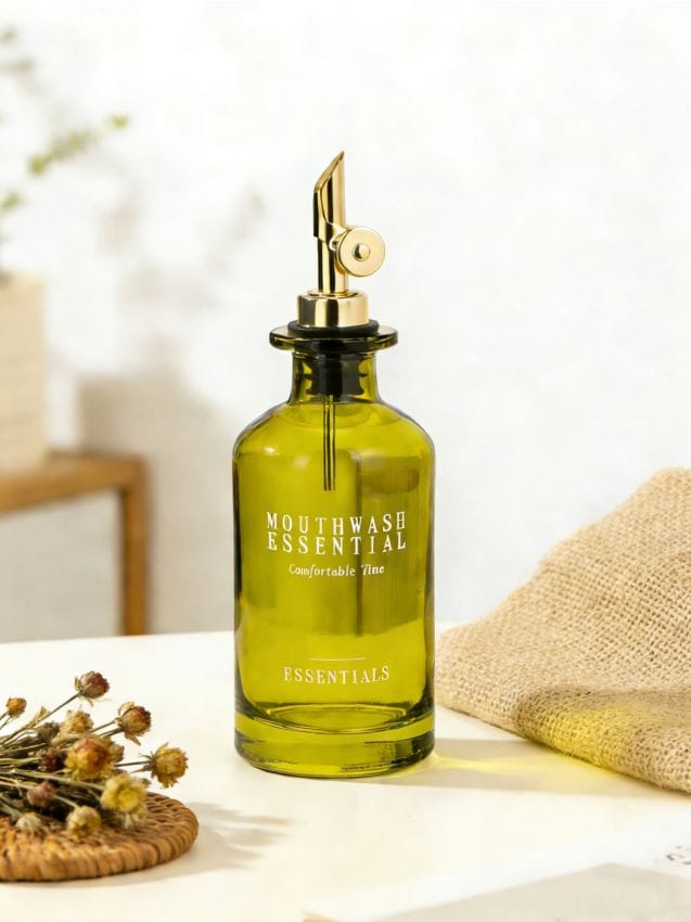 Sinsay - Sticlă de sticlă pentru apă de gură cu dozator - verde-pal