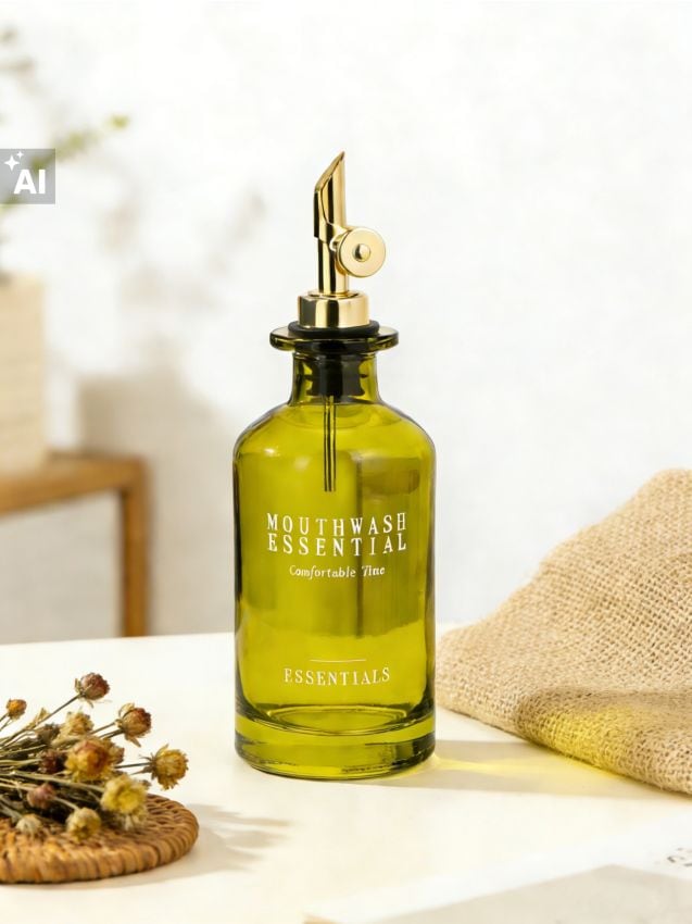 Sinsay - Sticlă de sticlă pentru apă de gură cu dozator - verde-pal