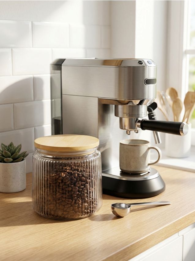 Sinsay - Recipient din sticlă pentru alimente cu capac din bambus - clear