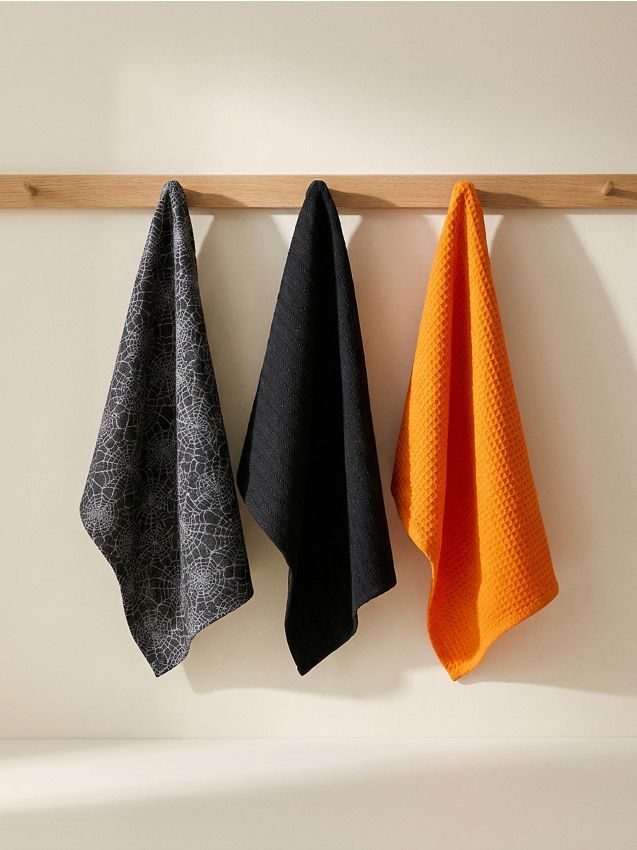 Sinsay - Set de 3 prosoape de bucătărie cu motiv Halloween - negru