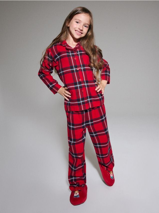 Sinsay - Flanelové pyžamo s káro vzorom - červená