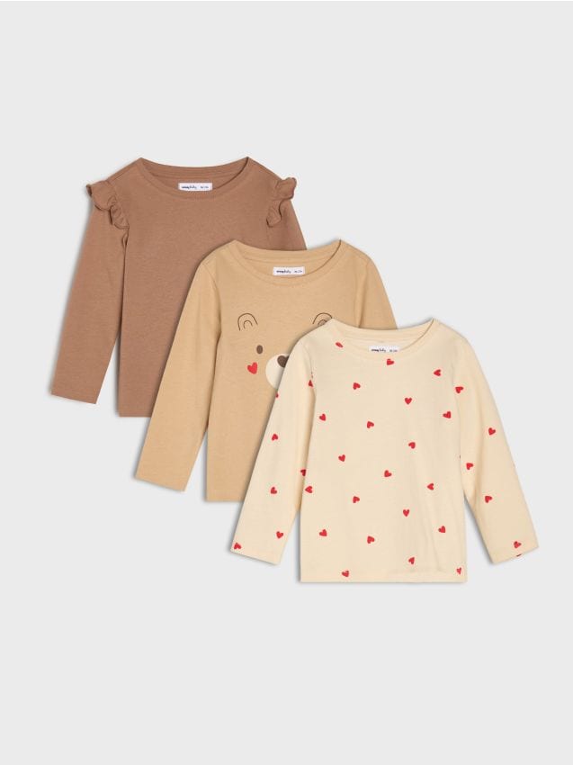 Sinsay - Tricou din bumbac 3 pack - bej