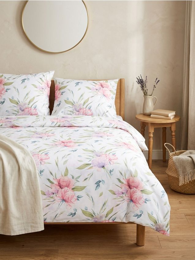 Sinsay - Set de lenjerie de pat cu flori - crem