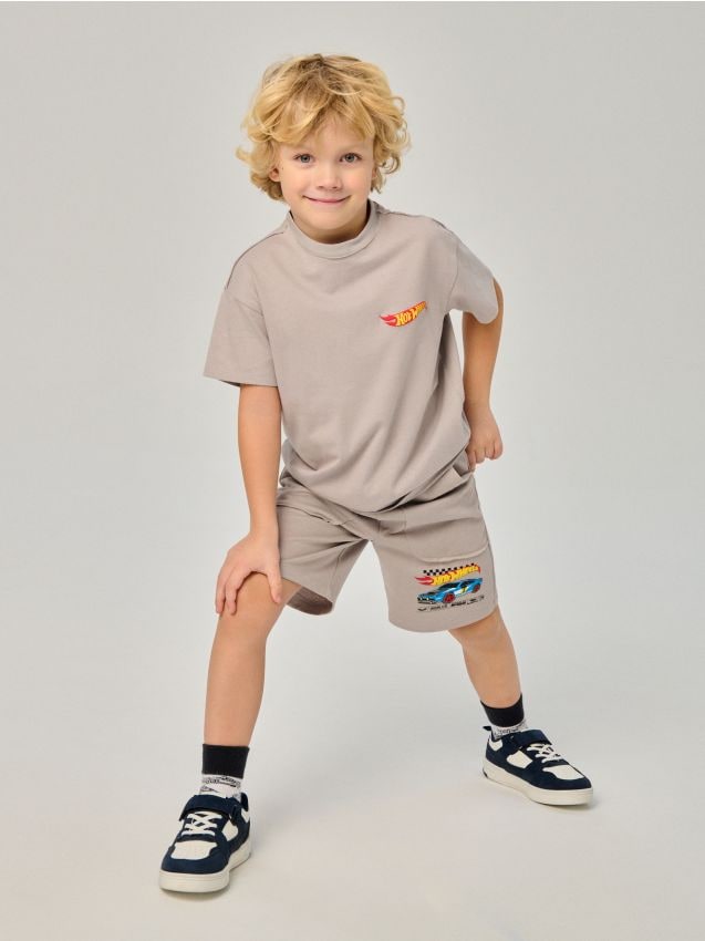 Sinsay - Pantaloni scurți din tricot cu imprimeu Hot Wheels - gri deschis