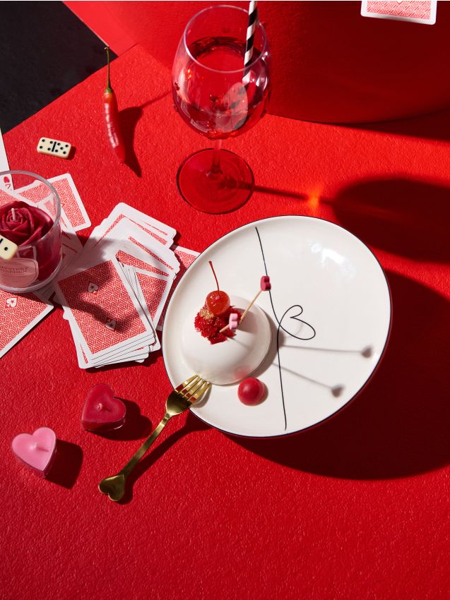 Sinsay - Keramický tanier s potlačou a okrajom - biela