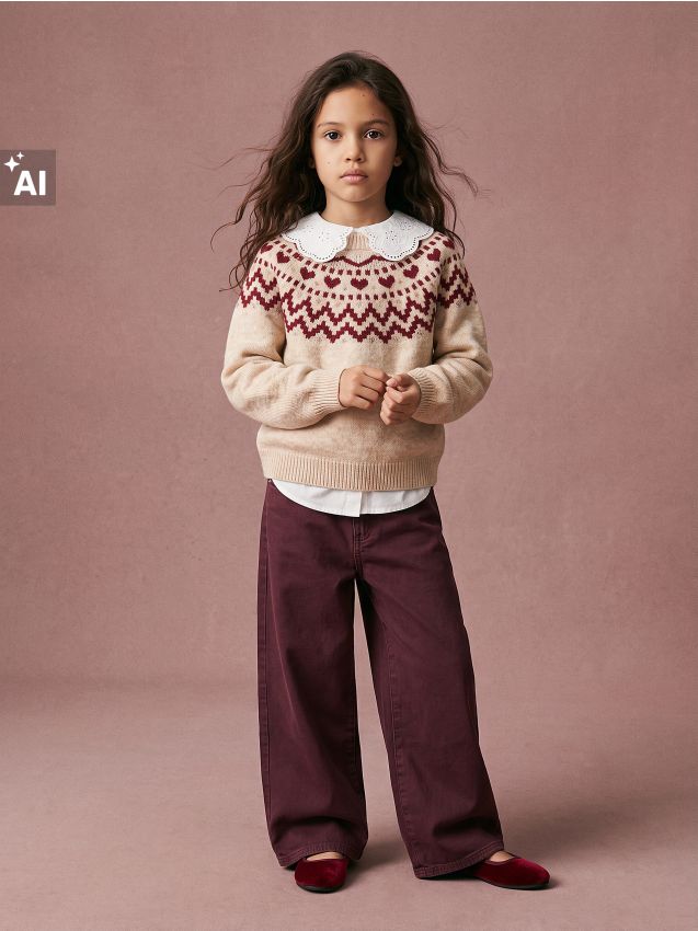 Sinsay - Pulover cu model jacquard și lână - bej
