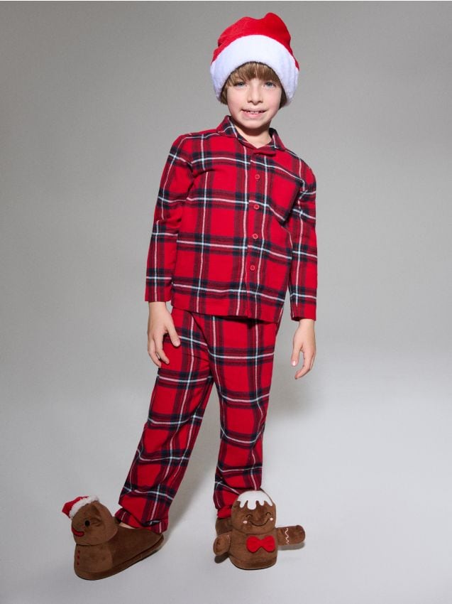 Sinsay - Flanelové pyžamo s káro vzorom - červená