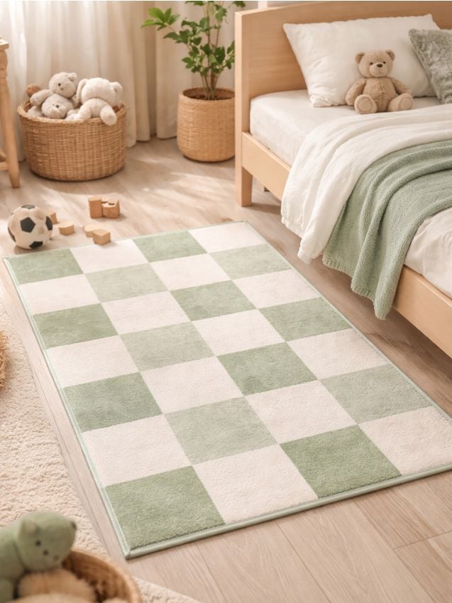 Sinsay - Covor cu model șah - verde-deschis