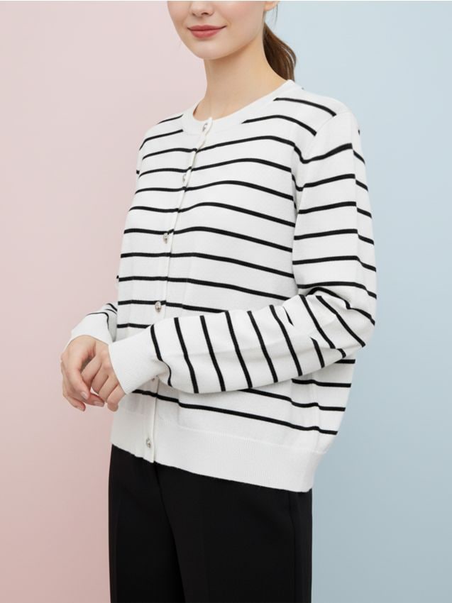 Sinsay - Kardigan z guzikami w paski - biały