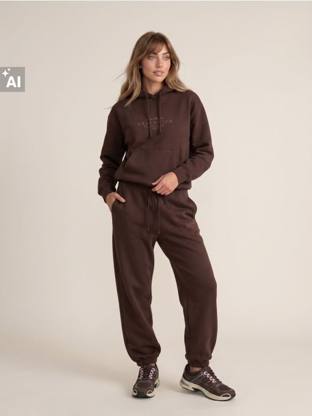 Sinsay - Pantaloni jogger de trening cu broderie - maro