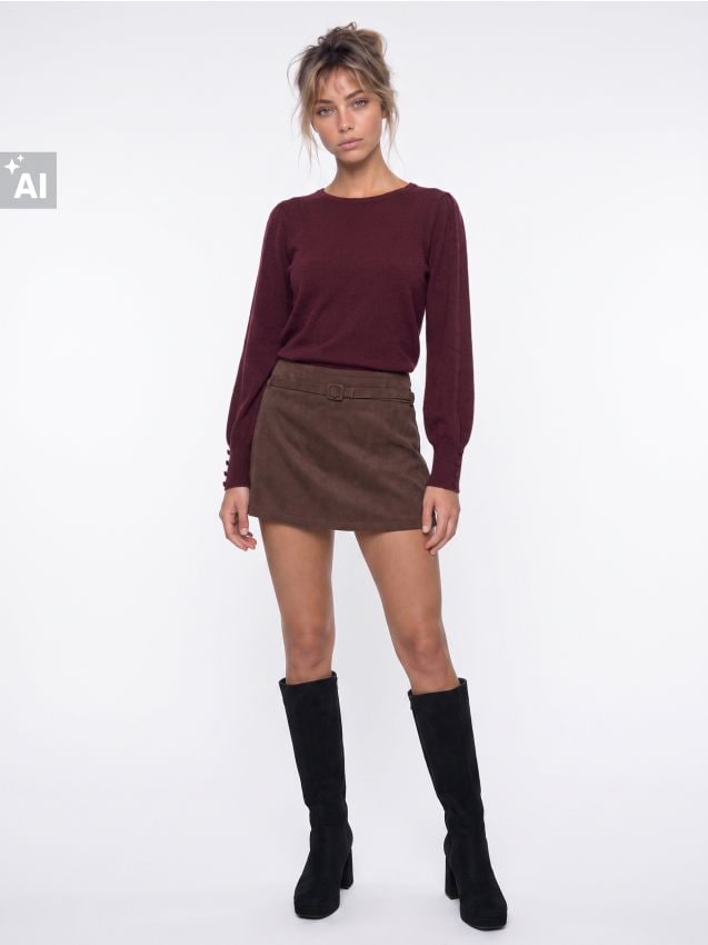 Sinsay - Pulover regular fit cu nasturi decorativi la manșete - violet-orhidee