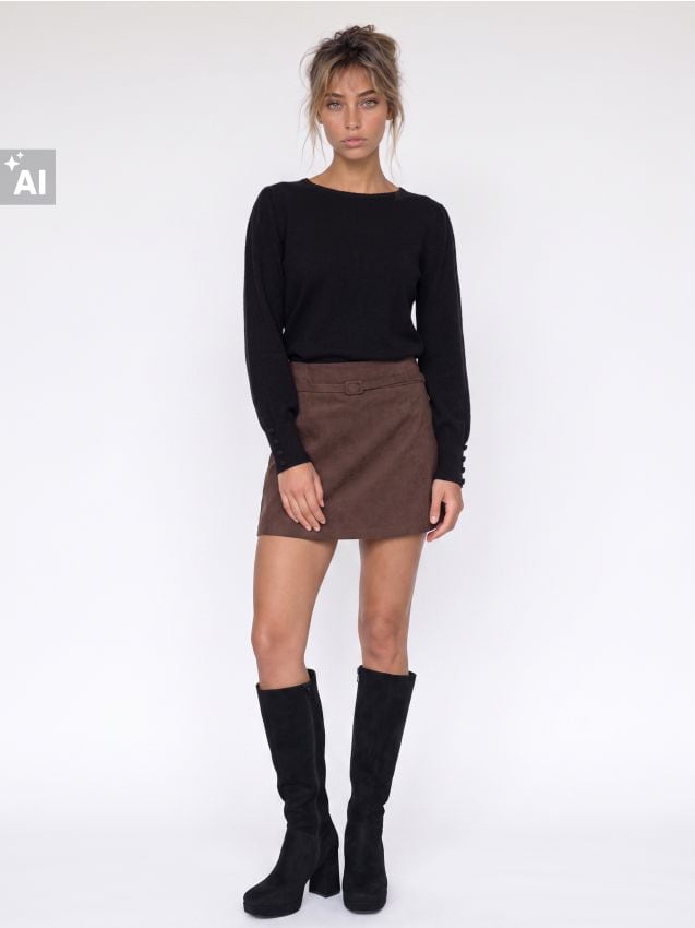 Sinsay - Pulover regular fit cu nasturi decorativi la manșete - negru