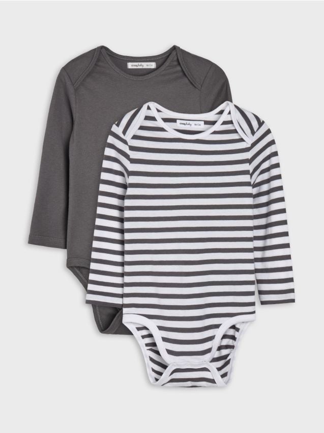 Sinsay - Set 2 body-uri din bumbac - negru-antracit