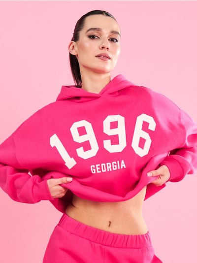 Bluza hoodie z obniżoną linią ramion i napisem "1996 Georgia" Gym Hard