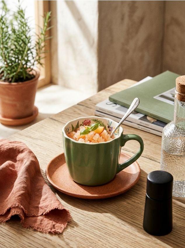 Sinsay - Cană ceramică cu imprimeu vegetal - verde