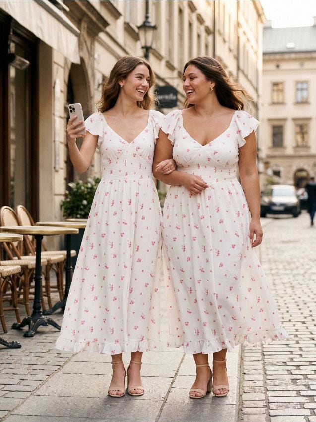 Sinsay - Rochie maxi cu volane cu imprimeu floral - multicolor