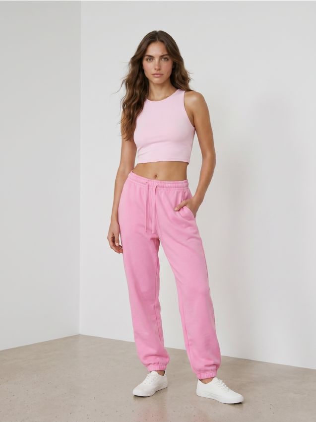 Sinsay - Pantaloni de trening tip jogger - roz