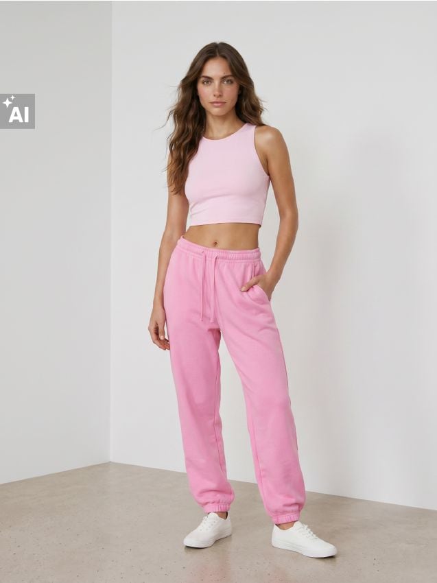 Sinsay - Pantaloni de trening tip jogger - roz