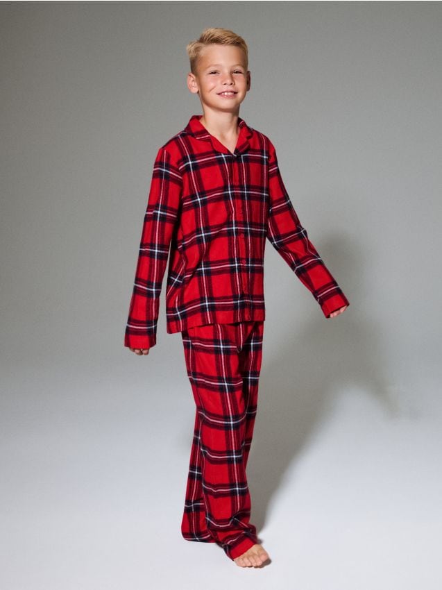 Sinsay - Flanelové pyžamo s káro vzorom - červená