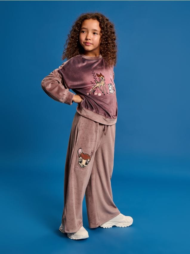 Sinsay - Pantaloni wide leg Bambi - cafeniu