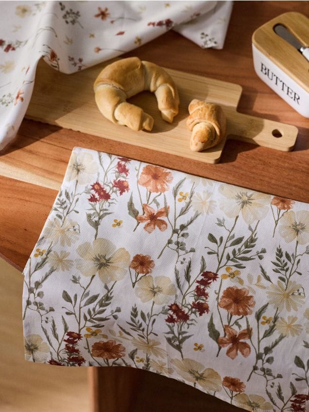 Sinsay - Lavete de bucătărie din bumbac cu motiv floral 2 pack - portocaliu