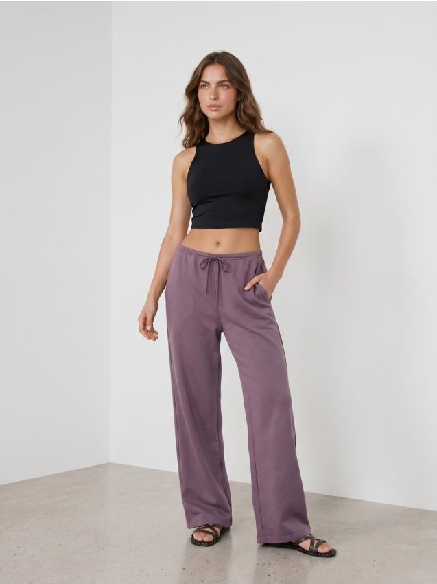 Sinsay - Pantaloni de trening cu crac larg - mov