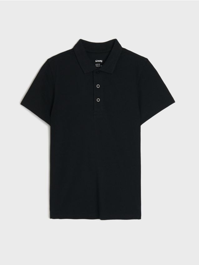 Sinsay - Tricou polo din bumbac - negru