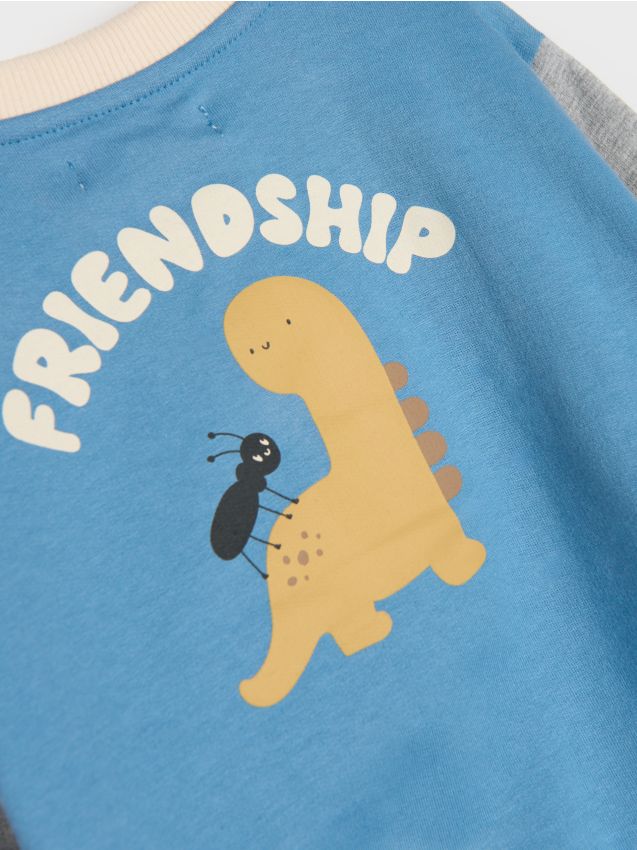 Sinsay - Hanorac cu fermoar și imprimeu pe spate - multicolor