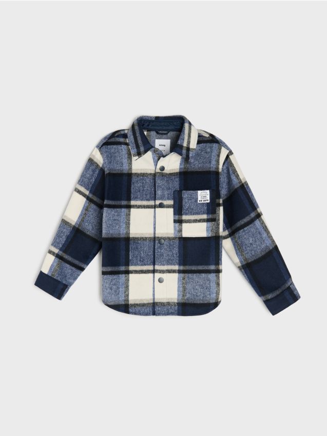 Sinsay - Kurtka koszulowa w kratę - granatowy