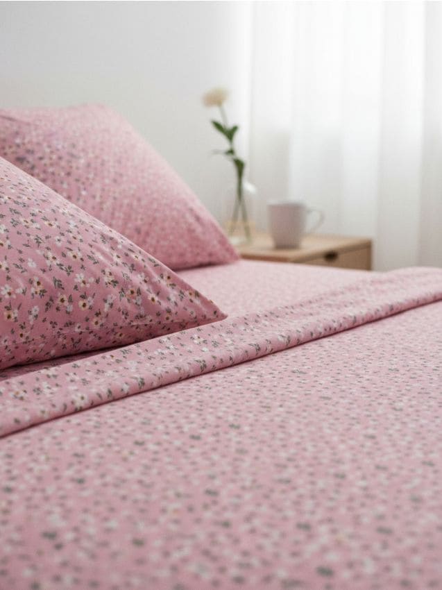 Sinsay - Set de lenjerie de pat cu flori - roz-pudră