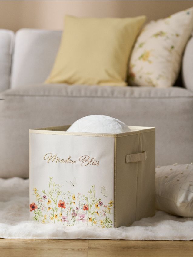 Sinsay - Coș de depozitare cu motiv floral - nude