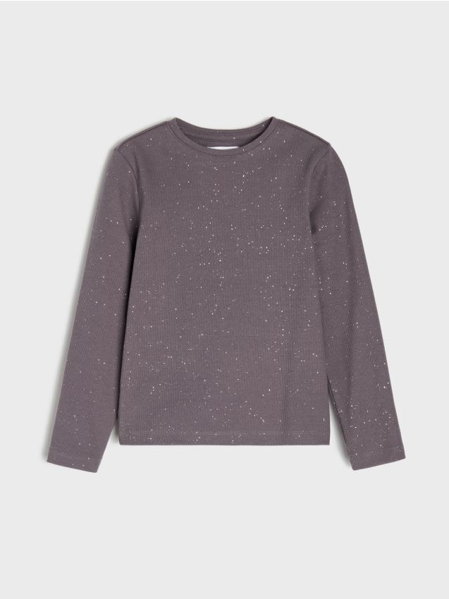 Sinsay - Tricou din bumbac din tricotaj cu dungi - gri-închis