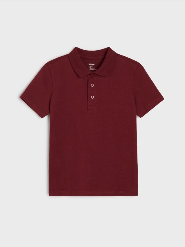 Sinsay - Tricou polo din bumbac - bordo