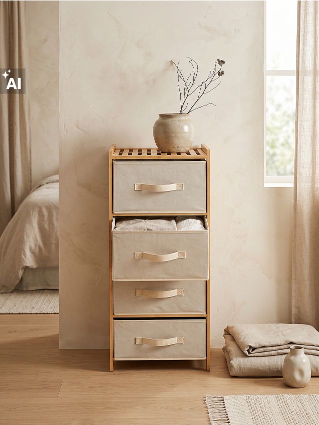 Sinsay - Raft cu sertare textile - bej